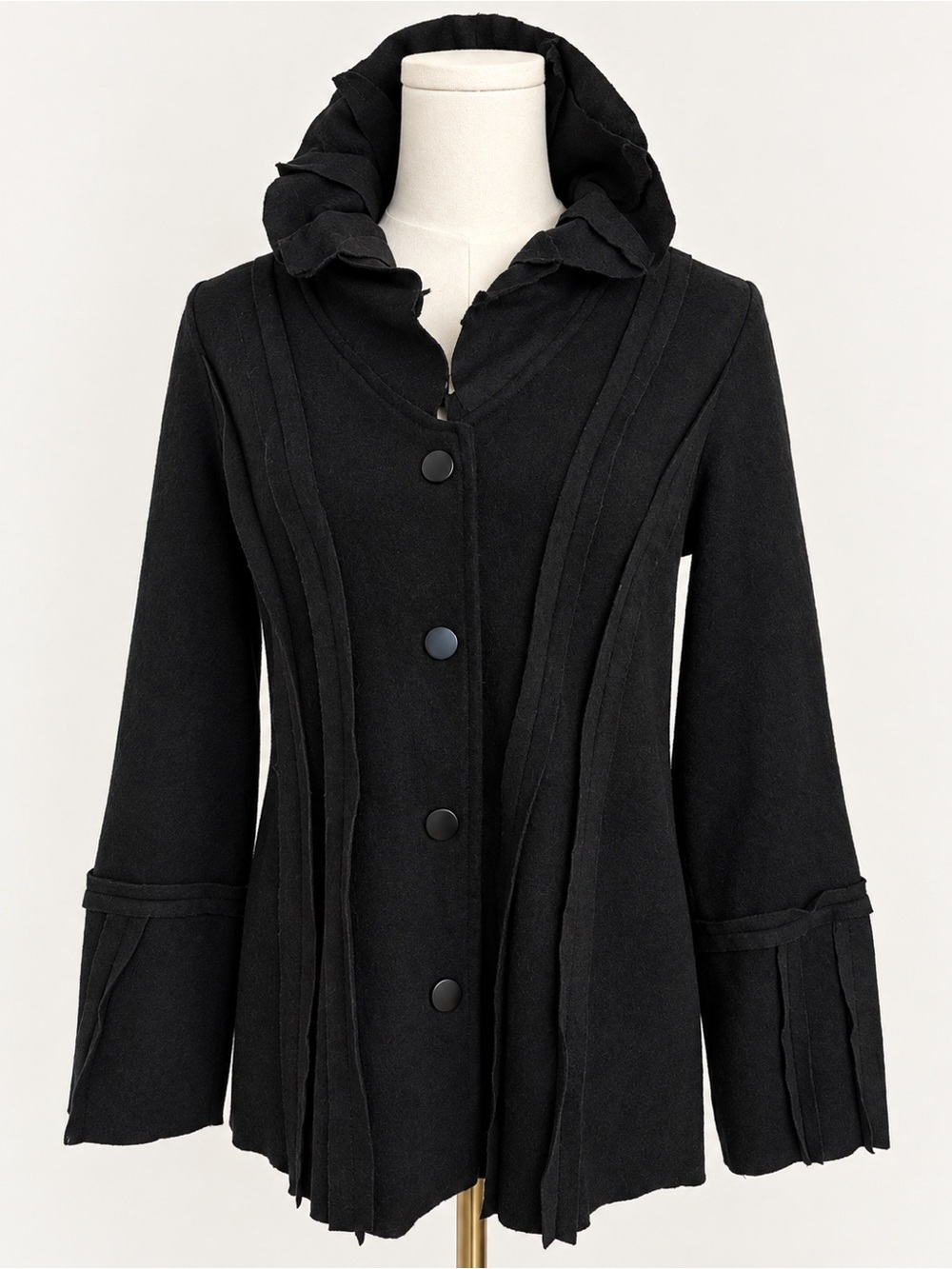 Soft Surroundings Black Wool Blend Sculptural Collar Jacket XS Artsy Lagenlook